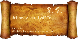 Urbanovics Iván névjegykártya